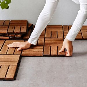 IKEA РУННЕН, настил для пола, наружный, с коричневыми пятнами, 0,81 м2