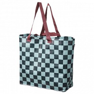 SCKKRRA, сумка-переноска, черно-синяя / светло-серо-бирюзовая в клетку, 18x45x45 см / 36 л