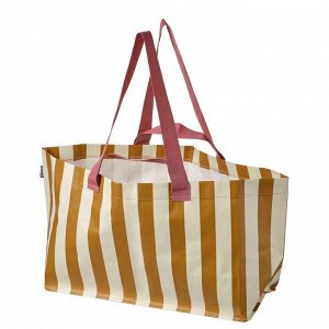 SCKKRRA, сумка-переноска, грязно-белая / желто-коричневая / в полоску, 18x45x28 см / 22 л,