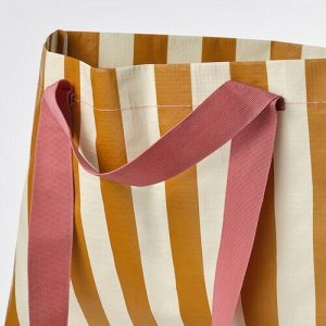 SCKKRRA, сумка-переноска, грязно-белая / желто-коричневая / в полоску, 18x45x28 см / 22 л,