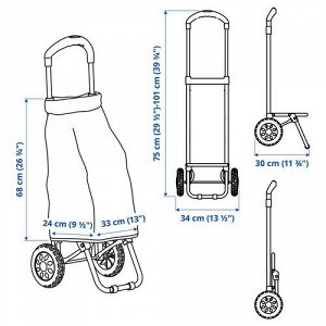 RADARBULLE, тележка с сумкой , черная, 33x24x68 см / 38 л,
