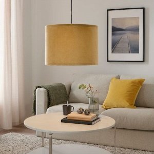 SUNNEBY / MOLNSKIKT, подвесной светильник, черный /темно-желтый бархат,