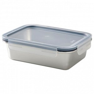 IKEA 365+, контейнер для пищевых продуктов с крышкой, прямоугольный из нержавеющей стали пластика, 1,0 л,