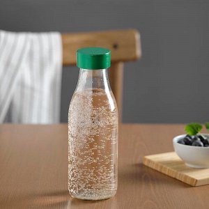 SPARTANSK, бутылка для воды, прозрачное стекло / зеленая, 0,5 л,