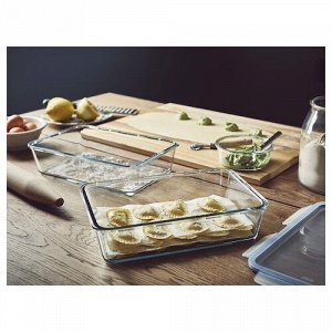 IKEA 365+, контейнер для пищевых продуктов с крышкой, прямоугольный / стеклянный пластиковый, 3,1 л,