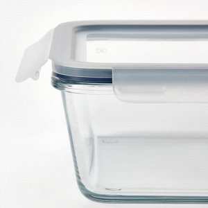 IKEA 365+, контейнер для пищевых продуктов с крышкой, прямоугольный / стеклянный пластиковый, 3,1 л,