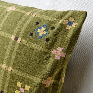 КУСТГРАН, чехол для подушки, желто-зеленый, 40x58 см