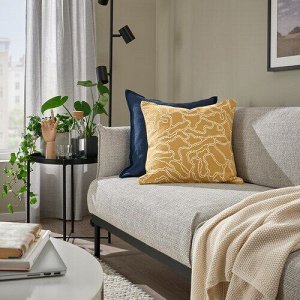 GULDFLY, чехол для подушки, темно-желтый / грязно-белый, 50x50 см