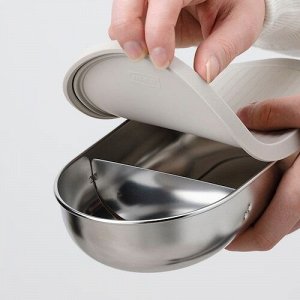 HALVVARM, Контейнер для пищевых продуктов с крышкой и разделителем, нержавеющая сталь/бежевый, 0,7 л