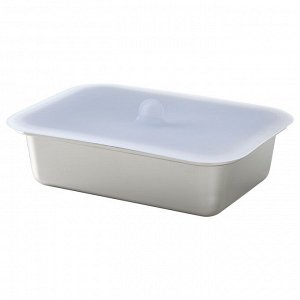 IKEA 365+, контейнер для пищевых продуктов с крышкой, прямоугольный из нержавеющей стали / силикона, 1,0 л,