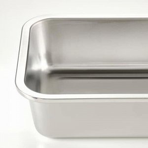IKEA 365+, контейнер для пищевых продуктов с крышкой, прямоугольный из нержавеющей стали / силикона, 1,0 л,