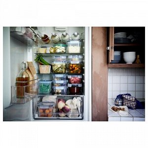 IKEA 365+, контейнер для пищевых продуктов с крышкой, квадратный из пластика / силикона, 1,4 л,