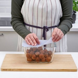 IKEA 365+, контейнер для пищевых продуктов с крышкой, прямоугольное стекло / силикон, 1,8 л,