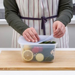 IKEA 365+, контейнер для пищевых продуктов с крышкой, прямоугольный, пластик / силикон, 2,0 л,