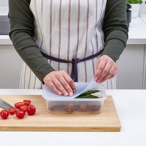 IKEA 365+, контейнер для пищевых продуктов с крышкой, прямоугольный, пластик / силикон, 1,0 л,