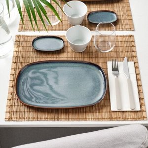 IKEA ГЛАДИОЛУС, тарелка, синий, 31x19 см