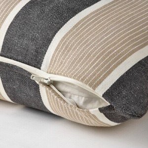 КОРАЛЛОВАЯ БАСКА, чехол для подушки, антрацитово-бежевый в полоску, 50x50 см
