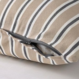 КОРАЛЛОВАЯ БАСКА, чехол для подушки, бежево-белый с рисунком в полоску, 50x50 см
