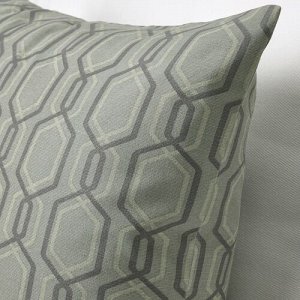 JTTEPOPPEL, чехол для подушки, зеленый / серый, 50x50 см,