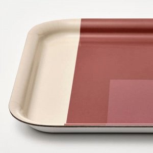 RDKNOT, поднос, серо-розовый / коричнево-красный с рисунком, 20x28 см,