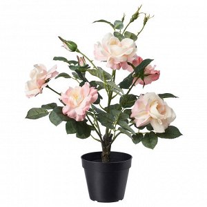 ФЕЙКА, искусственное растение в горшке, в помещении/ на открытом воздухе / Розовая роза, 12 см