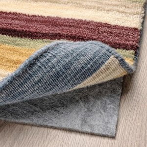 ELLJUSSPR, коврик с низким ворсом, разноцветный/ в полоску ручной работы, 170x240 см,