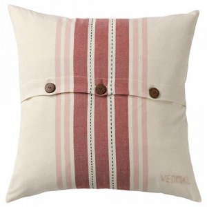 VEDMAL, чехол для подушки, ручная работа/ светло-красно-розовый в полоску, 50x50 см