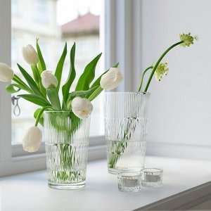 SMLLSPIREA, ваза, прозрачное стекло с рисунком, 17 см,