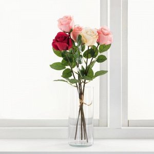СМАЙКА, искусственный цветок, Роза/ белая, 52 см