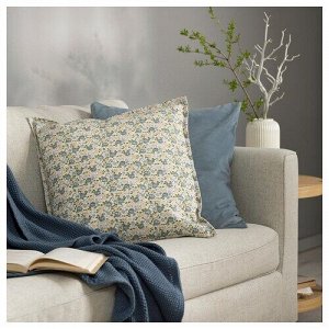 NATTFLYN, чехол для подушки, цветочный узор / синий, 50x50 см,