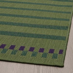 КОРСНИНГ, коврик из плоской ткани, внутренний / уличный, зелено-фиолетовый/в полоску, 80x150 см,