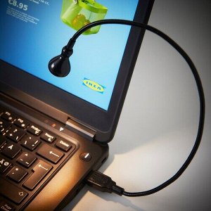 JANSJÖ, СВЕТОДИОДНАЯ USB-лампа, черная, 38 см
