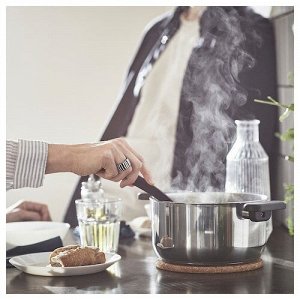 MIDDAGSMAT, кастрюля с крышкой, прозрачное стекло / нержавеющая сталь, 3 л,