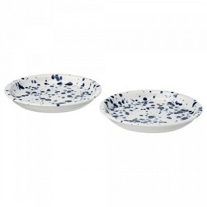 IKEA SILVERSIDA, Тарелка для ужина, узор/синий, 20 см, 2 шт