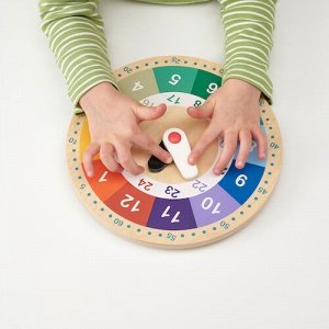 UNDERHÅLLA, Развивающие деревянные часы, разноцветные, 25 см
