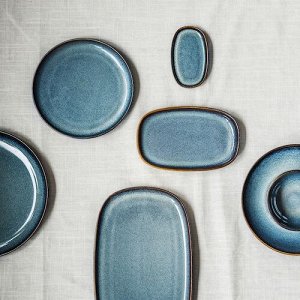 GLADELIG, Тарелка, синяя, 20 см, 4 шт