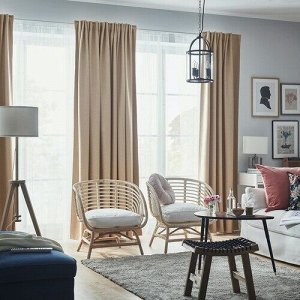 IKEA ANNAKAJSA, затемняющие шторы для комнаты, 1 пара, бежевый, 145x250 см