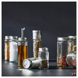 ЦИТРОНХАЙ Бутылка для масла/уксуса, прозрачное стекло/нержавеющая сталь, 16 см