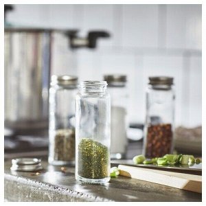IKEA CITRONHAJ, Банка для специй, прозрачное стекло/нержавеющая сталь, 100 мл/ 4 шт