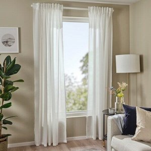 ROSENROBINIA, Прозрачные шторы, 1 пара, с отделочной лентой/белые, 145x250 см