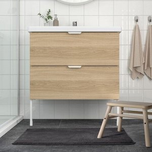 SÖDERSJÖN, Коврик для ванной, темно-серый, 50х80 см