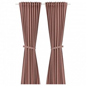 LENDA, шторы на завязках, 1 пара, коричнево-красные, 140x250 см