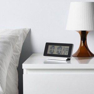 FILMIS, часы/ термометр/будильник, низковольтные/черные, 16,5x9 см