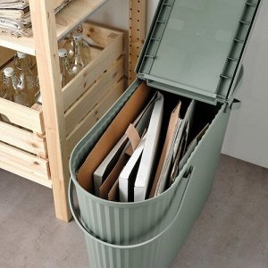 DAMMNG, мусорное ведро с крышкой, серо-зеленое, 48 л,