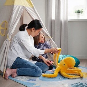 BLÅVINGAD, Мягкая игрушка, осьминог/желтый, 50 см