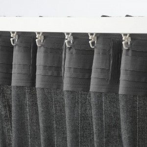 MILDRUN, шторы, 1 пара, темно-серый в полоску, 145x250 см