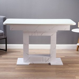 Клик Мебель Стол кухонный на одной ножке раскладной, 124(154)х75х76, ЛДСП 22мм+закаленое стекло, Белый