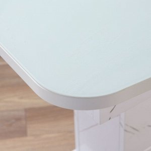 Стол кухонный на одной ножке раскладной, 124(154)х75х76, ЛДСП 22мм+закаленое стекло, Белый