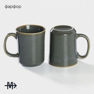 Набор кружек Magistro Fog, 350 мл, 2 шт., фарфор, зелёный