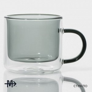 Кружка с двойными стенками Magistro «Дуо», 250 мл, 12x8.5x7.7 см, стекло, прозрачная